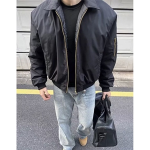 藏青色飞行员夹克外套男秋冬款短款棉服夹棉棒球服 J832图片