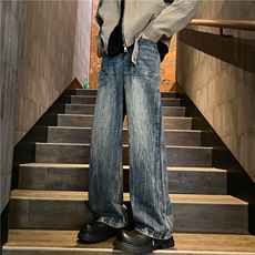 2025秋季新款美式高街水洗做旧直筒牛仔裤B315-K24328-p65控88，男装牛仔裤，电商B315