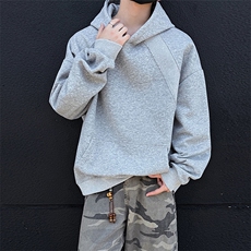 抖音得物二开秋冬美式高街重磅宽松结构螺纹拼接连帽卫衣外套X087，女装短外套，电商A486-1