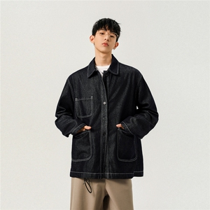 不褪色 高品质牛仔夹克宽松韩版大口袋工装潮流水洗外套N106/P98图片
