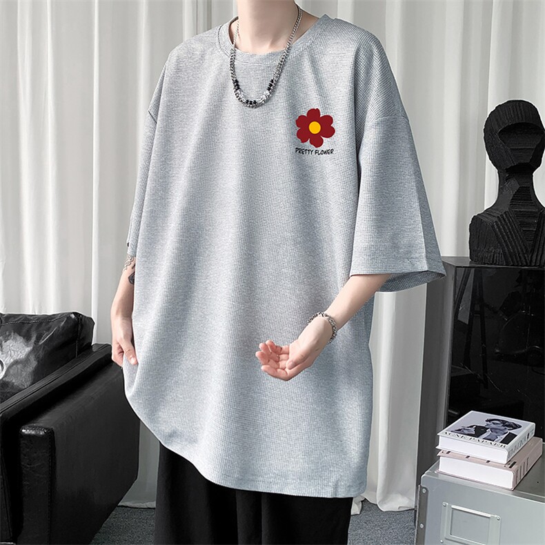 HT73257-P22华夫格t恤男短袖男大码五分袖短句风,男装T恤,电商A040