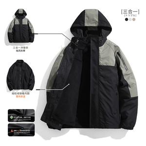 DZ3139-TP135控198 Cityboy冬季撞色潮牌三合一冲锋衣两件套棉服图片