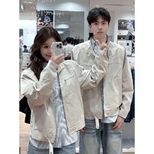 26春装高品质老钱风立领夹克外套男女美式潮牌拉链工装风宽松上衣，男装夹克，电商A486