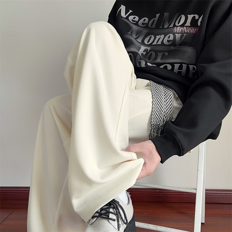 秋季重磅380g纹理感休闲裤男宽松直筒简约长裤K24069-特P40控78，男装休闲裤，电商A001