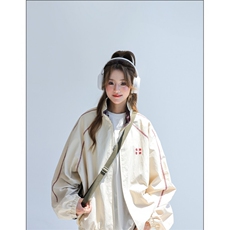HY0831-P72明线立领拉链夹克女2025秋季新款宽松bf美式学院风外套，男装夹克，电商C233