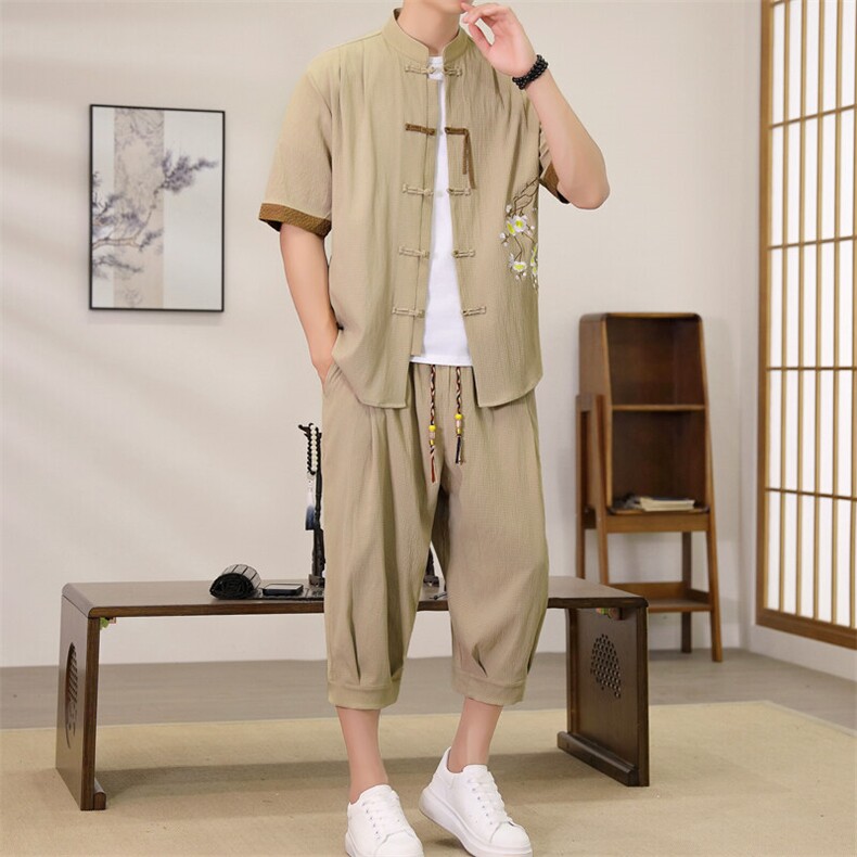 （版权注册仿款必究）新款风男装夏季开衫套装男汉服两件套,男装休闲套装,星座1206（原A206）