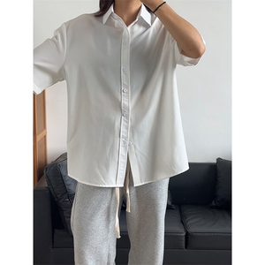 薄款冰丝短袖衬衫男简约纯色垂感休闲痞帅衬衣 CS288-P20图片