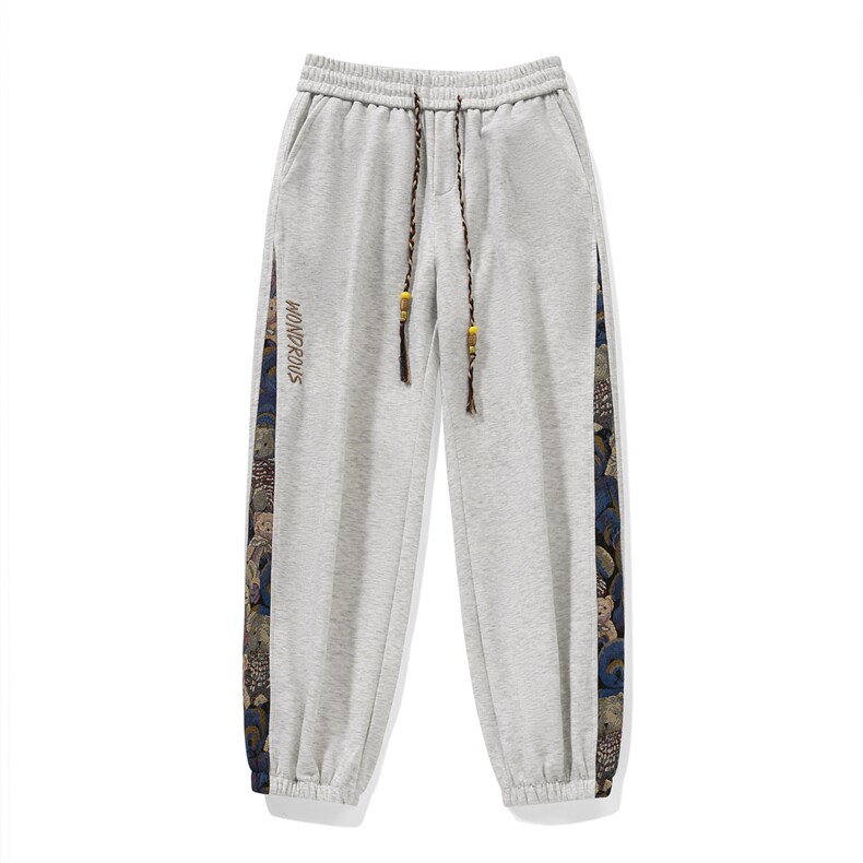 潮流大码宽松小熊拼接束脚休闲长裤运动裤K8460-P30【特价】，女装休闲裤，电商A007