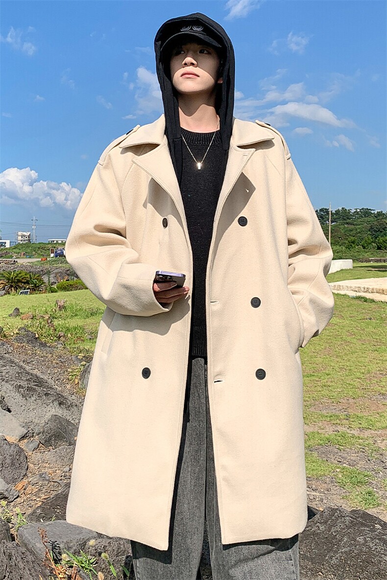 特批100无差价秋新撞色假俩件可拆卸连帽大衣中长款夹克外套J663,男装夹克,电商A001-1