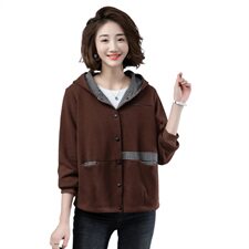 时尚百搭千鸟格拼接连帽外套显瘦保暖冬装女装短款上衣，女装短外套，余墨