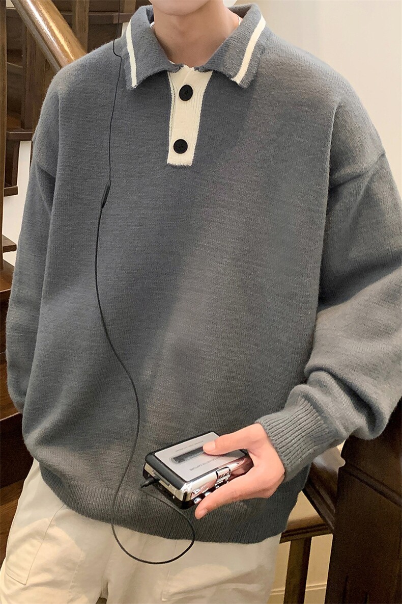 1港风酒店POLO衫领潮流毛衣大码M-5XL针织衫男外套男8720P60控88,男装Polo衫,星座226-2