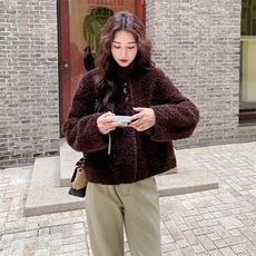 冬装新款驼马绒皮毛一体外套-195-k298，女装皮草，2D075