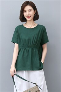 2022夏季新款时尚气质圆领T恤 宽松显瘦百搭短袖上衣图片