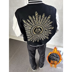 百搭慵懒时尚毛呢拼皮面料加绒刺绣高质量夹克日系潮流JA245，男装夹克，星座1116A（原606A-3）