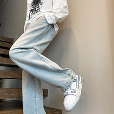 8XL-M牛仔裤美式潮牌复古水洗做旧特大码直筒宽松长裤KZ1909/P58，男装牛仔裤，电商B238