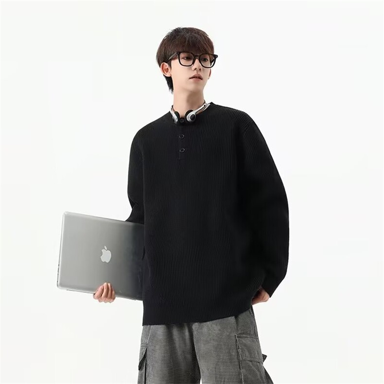 ins毛衣男士秋冬季韩系宽松潮流纯色条纹慵懒风长袖针织衫日系,男装针织衫/毛衣,星座506A