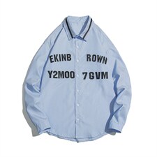 1白底竖条纹大码M-5XL日系潮流情侣七分袖衬衫男QCS7018P45控59，男装衬衫，星座226-2