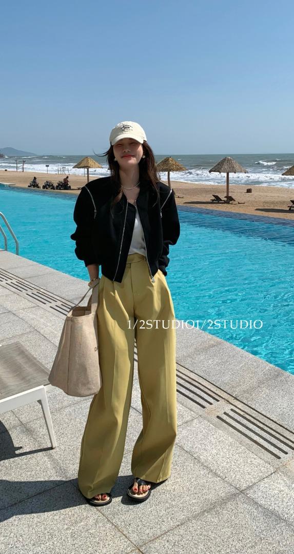 现货春季新款肩上拉链棒球服外套,女装其它,二分之一
