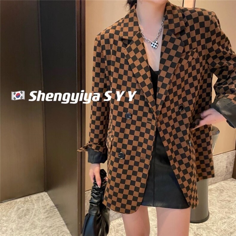 棋盘格西服外套，其它，6·9衣社