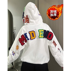 字母刺绣连帽卫衣女春季新款宽松小众设计感情侣拉链外套WK3294，女装短外套，星座1116A（原606A-3）