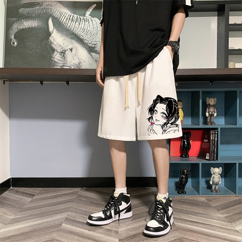 HD74153-P22华夫格短裤男大码宽松五分裤男直筒中裤,男装休闲裤,电商A040