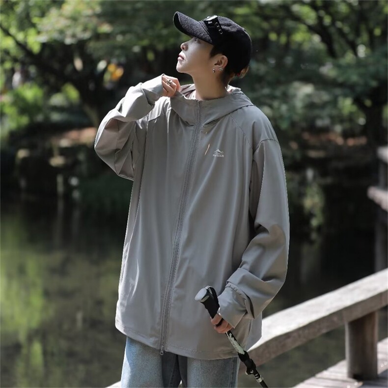 冰丝凉感防晒衣服外套男女宽松连帽夏季轻薄情侣夹克FW92431-P40,男装夹克,星座1008
