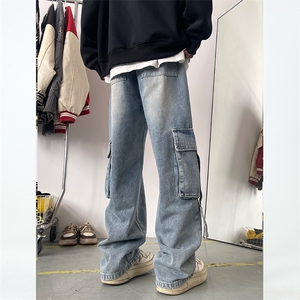 N102-P68 重工水洗设计牛仔裤男女同款休闲水洗牛仔裤图片
