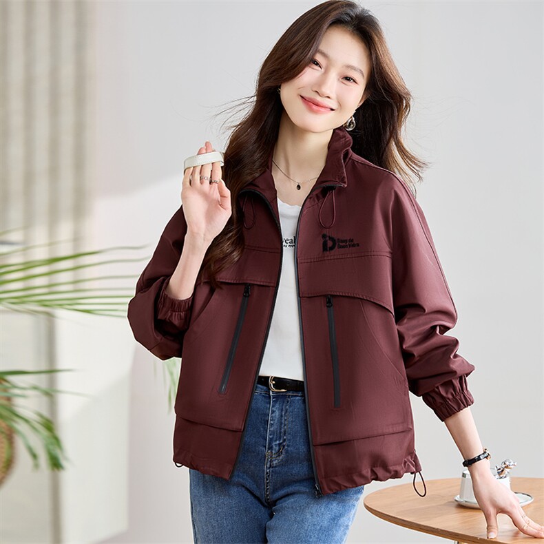 美式棒球服外套女春秋短款轻熟风高级感女士休闲宽松减龄夹克上衣,女装短外套,丽影随形