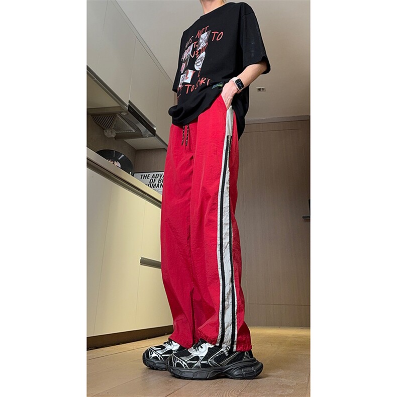 现货夏季速干巴黎神裤撞色拼接条纹休闲运动长裤男K650-P45控68,女装休闲裤,星座205-5
