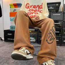 牛仔裤男坠感秋季潮牌港风宽松直筒ins韩版高街长裤百搭N8134-p47，男装牛仔裤，星座1008-1