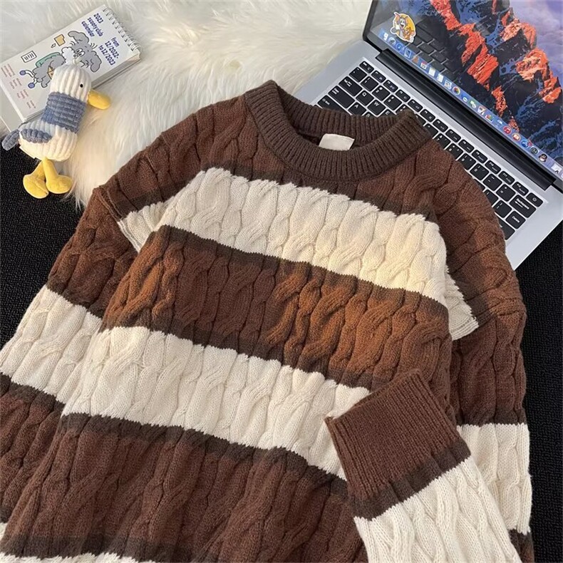 1506-1/MD5151/P44港风冬季圆领毛衣男宽松慵懒风潮流加厚拼色,男装针织衫/毛衣,星座1506-1