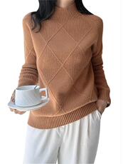 加厚半高领羊毛衫女100羊毛打底衫秋冬慵懒风宽松韩版毛衣，女装羊毛衫，臻纶羊绒