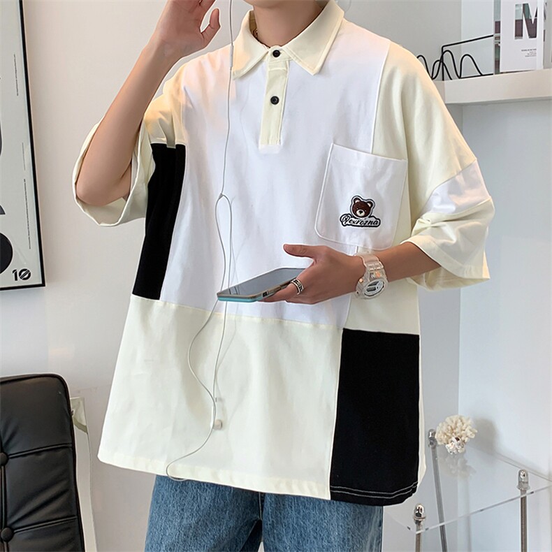 港风高街polo衫短袖t恤夏宽松ins潮情侣设计感小众上衣T950-P30,男装Polo衫,星座512-3