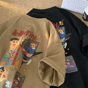 2024夏季新款港风印花宽松纯棉短袖男T恤 X416b-1-DT358-P28 限39图片