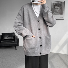 8XL-M大码V领开衫毛衣外套男日系复古宽松慵懒风针织衫KS002p55，男装针织衫/毛衣，电商B312