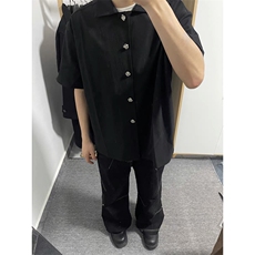 得物抖音品质二开老钱风亚麻冰丝纹短袖衬衫男女休闲美式潮牌衬衣，男装T恤，电商A486