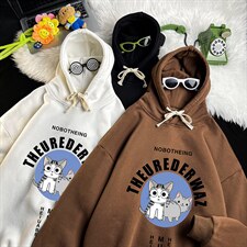 WY2160-P35加绒款-P40纯棉连帽卫衣男大码运动帽衫宽松薄，男装卫衣，电商A040