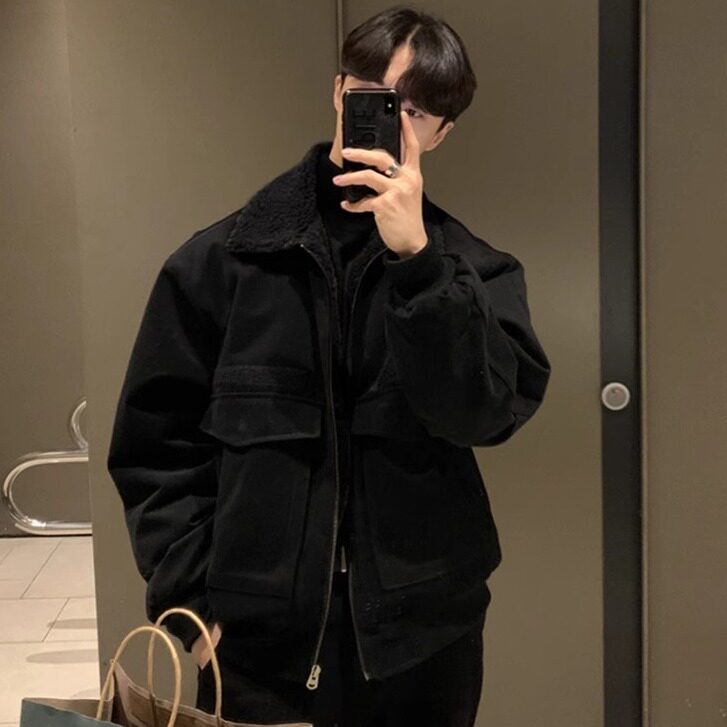 新款秋冬季韩版时尚高级感翻领夹克宽松棉服加绒外套 JX9135图片