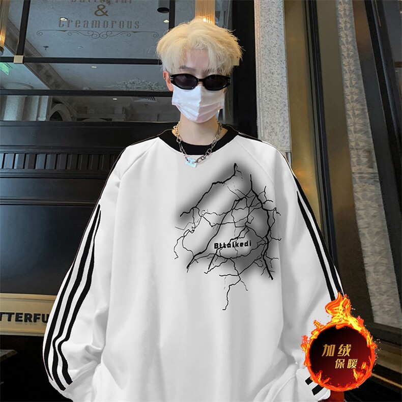 抖音得物高品质重磅全棉二开支持退换360克宽松织带圆领卫衣0528，男装卫衣，电商A486