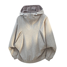 ins拼接半高领卫衣男女春秋季撞色连帽设计感连帽外套905-P65，女装短外套，星座717