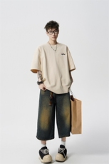 8XL-M高品质纯棉花卉刺绣短袖T恤男女款美式宽松凉感防晒TDX335，男装T恤，电商D206-1