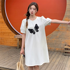 法式设计感连衣裙2024新款夏季轻奢高级感小个子宽松款短袖裙子女，女装连衣裙，鑫慧