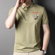 男士短袖T恤2023夏季新款中青年男士舒适透气商务休闲宽松Polo衫，男装T恤，电商B212（原钱塘6029）