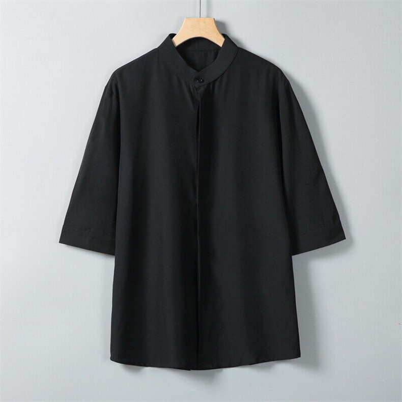 男士衬衫五分袖衬衣半袖冰丝衬衫立领休闲XZ1512-2410-P30,男装衬衫,星座1512