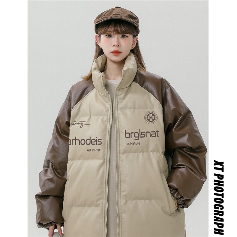 中性风23新款冬季时尚百搭宽松PU皮棉服外套MY65202P115控158,男装棉衣,电商A268