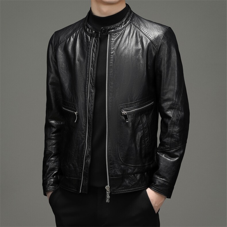 DLSN21050新款2021皮衣男头层牛皮油蜡夹克立领休闲外套P1030,男装皮衣,电商B360