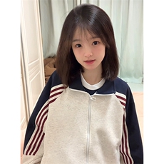 抖音得物高品质美式高街重磅结构织带拼接撞色立领卫衣外套CM41，女装短外套，电商A486-1