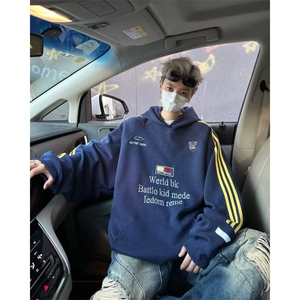 DY8053-P55秋冬季连帽宽松卫衣男女同款美式复古情侣帽衫卫衣潮图片