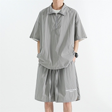 冰丝POLO领男士夏季薄款速干短袖短裤套装宽松篮球运动服TZ113p55，男装休闲套装，电商D315