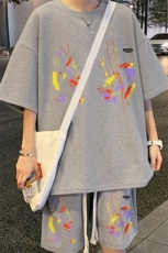 套装！华夫格套装短袖T恤短裤男HTZ529-特p：38，男装T恤，电商B371